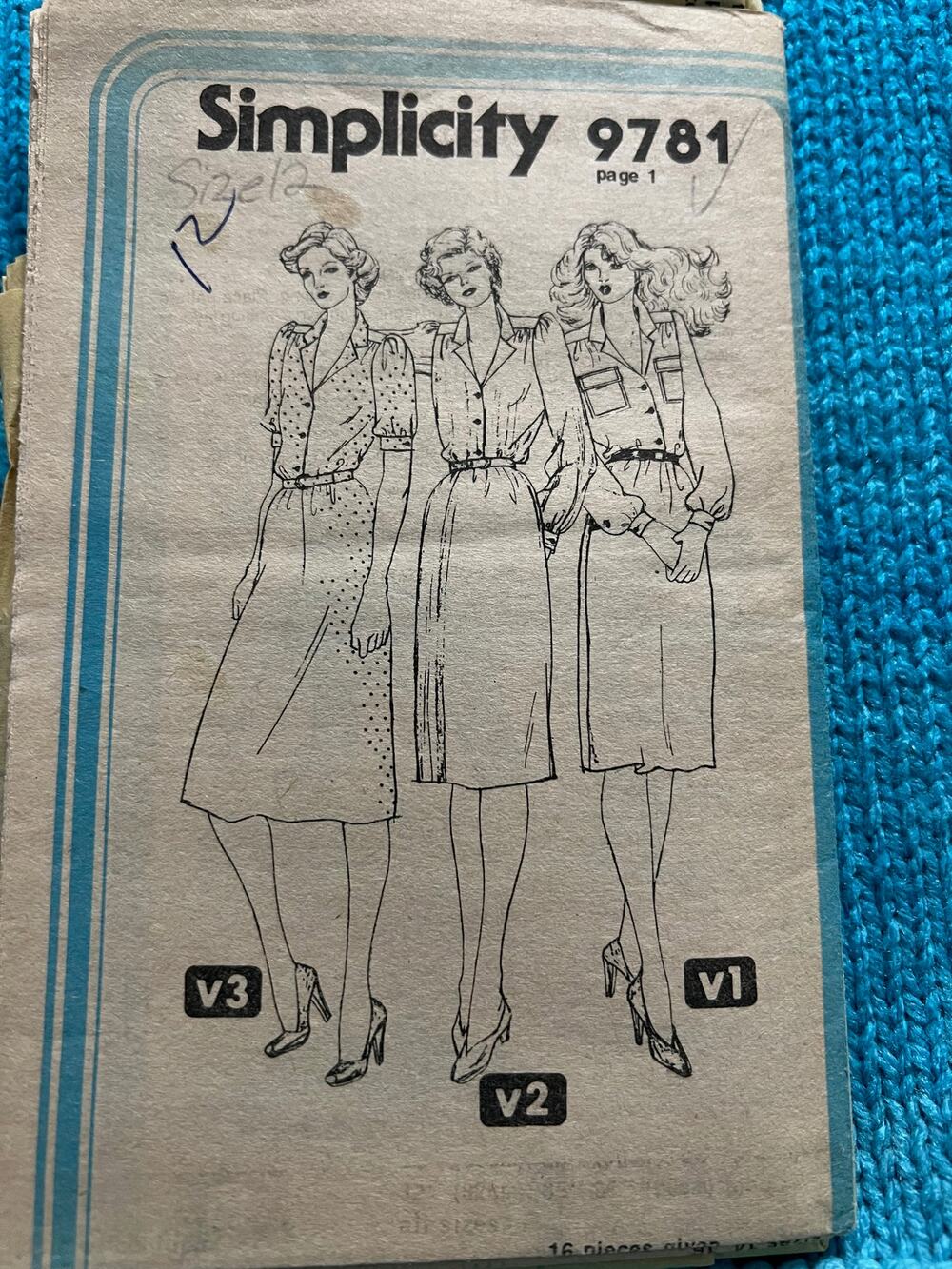 Simplicity 9781 Sewing pattern shirt dress 1980s size 12